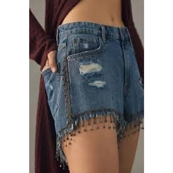 Anthropologie One Teaspoon Razzle Dazzle Truckers Mid Waist Relaxed Shorts NWT - Picture 6 of 12